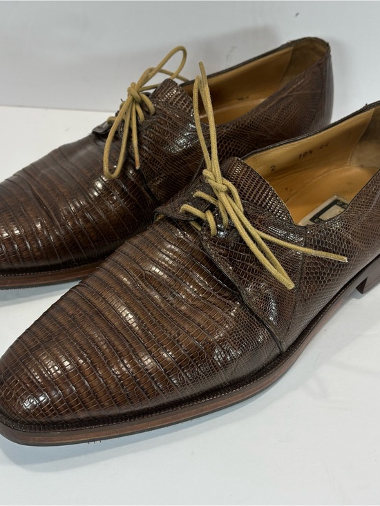 David Eden Mens Lizard Alligator Leather Square Toe Shoes Brown 10.5 Vintage main image 8